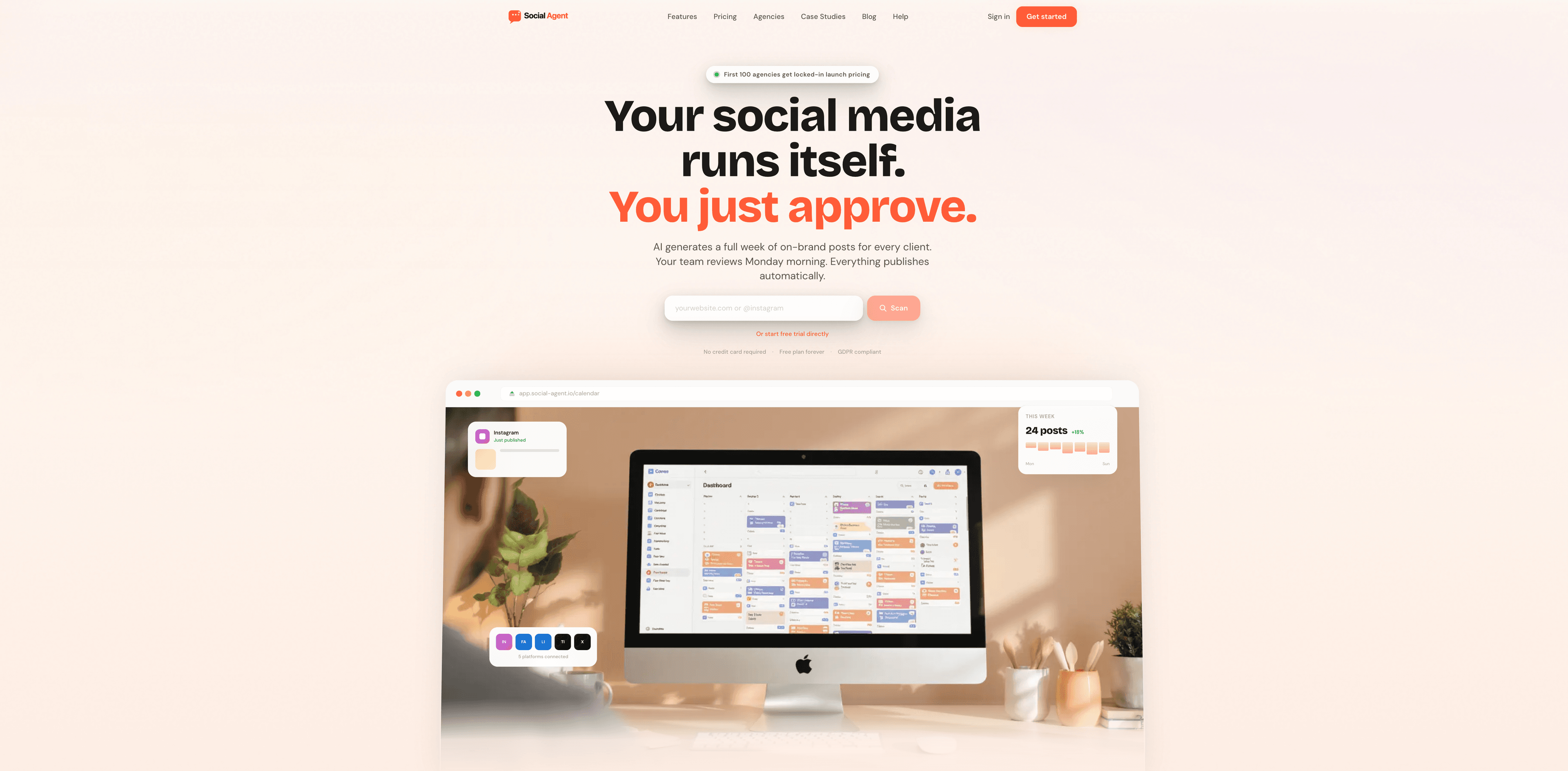 Social Media Agent — projectoverzicht met interface en resultaten