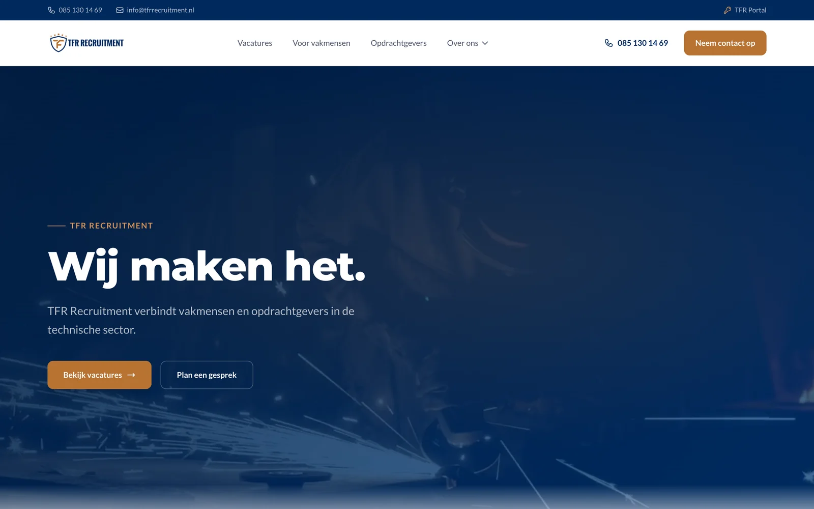 Startpagina van tfrrecruitment.nl